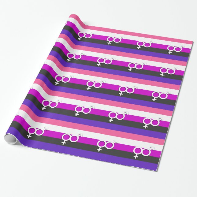 GENDERFLUID PRIDE AND SYMBOL WRAPPING PAPER (Unrolled)