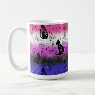 Genderfluid Pride Black Cat - Mystical Witchy Coffee Mug