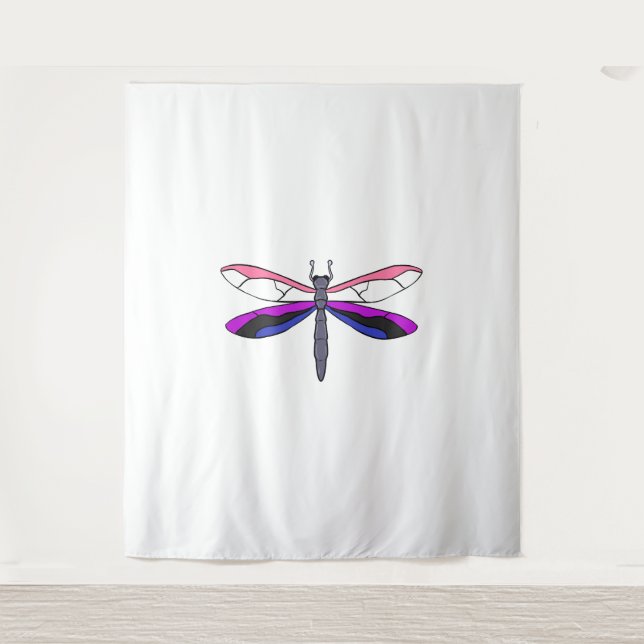 Genderfluid Pride Dragonfly Genderfluid Gift Tapestry (Front)