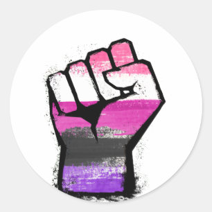 Genderfluid Pride Fist Classic Round Sticker