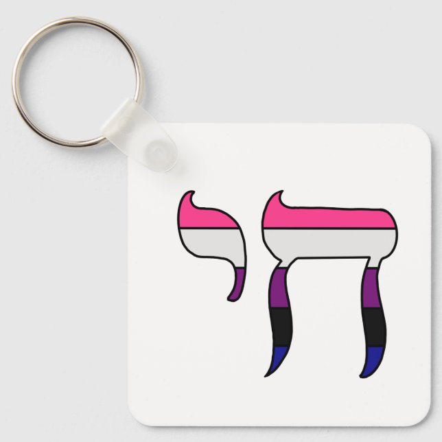Genderfluid Pride Flag Chai  Key Ring (Front)