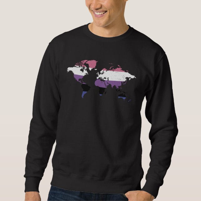 Genderfluid Pride Flag Global Love Sweatshirt (Front)