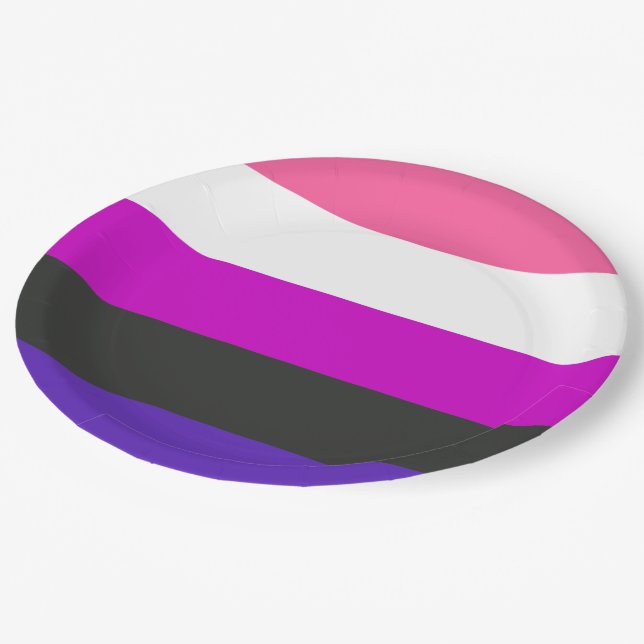 Genderfluid Pride Flag Paper Plate (Angled)