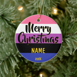 Genderfluid Pride Flag Personalised Christmas Ceramic Ornament