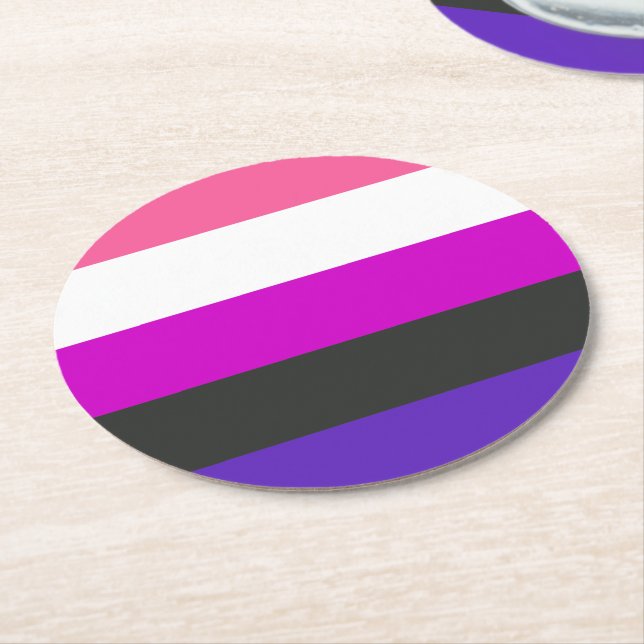 Genderfluid Pride Flag Round Paper Coaster (Angled)