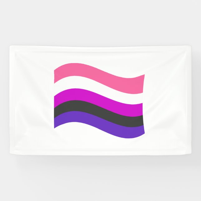 Genderfluid Pride Wavy Flag Banner (Horizontal)