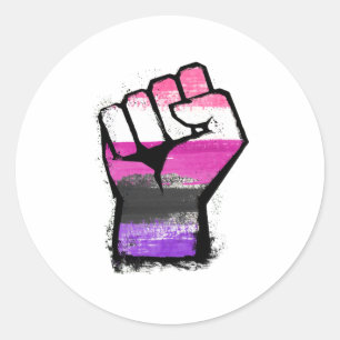 Genderfluid Protest Fist Classic Round Sticker
