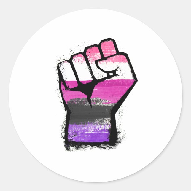 Genderfluid Protest Fist Classic Round Sticker (Front)
