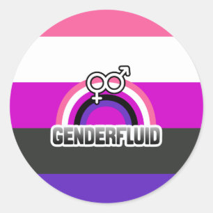 GENDERFLUID RAINBOW CLASSIC ROUND STICKER