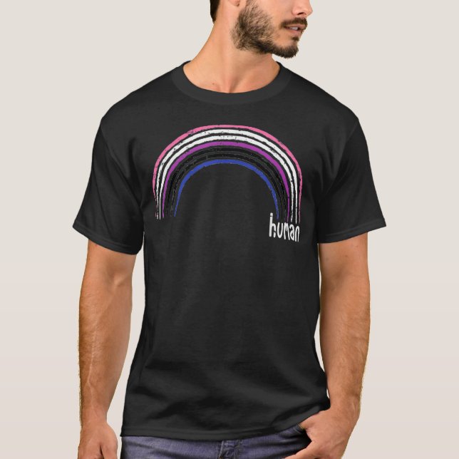 Genderfluid Rainbow Human Pride Flag NonBinary LGB T-Shirt (Front)