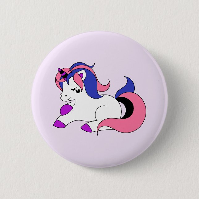 Genderfluid unicorn 6 cm round badge (Front)