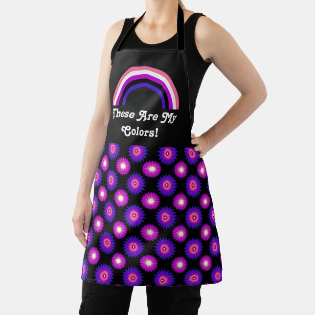 Genderfluidity pride flag and rainbow with text apron (Insitu)