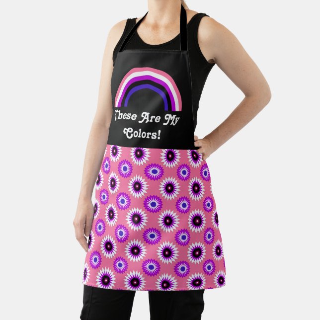 Genderfluidity pride flag and rainbow with text apron (Insitu)