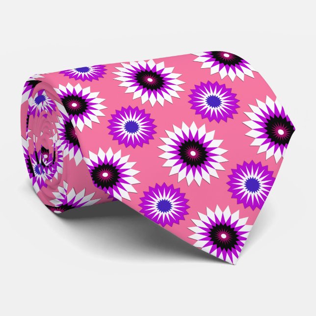 Genderfluidity pride flag / pink flower pattern tie (Rolled)