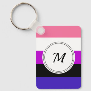 Genderfluidity pride flag with a custom initial key ring
