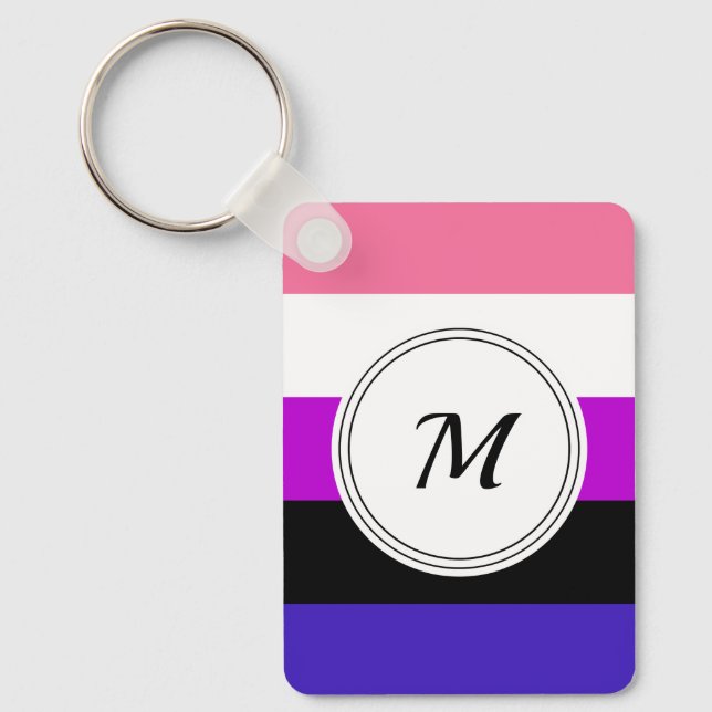 Genderfluidity pride flag with a custom initial key ring (Front)