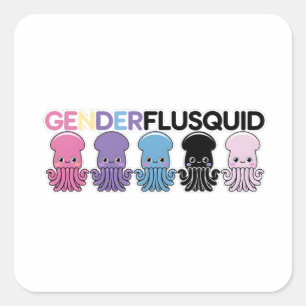 Genderflusquid Funny Squid Invertebrate Cephalopod Square Sticker