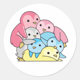 Genderflux Flag Pride Lgbtq Cute Penguin Classic R Round Sticker