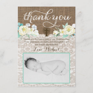 Genderless Baptism thank you card, Boy Girl Twins