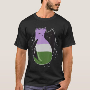 Genderqueer Cat LGBT Pride Flag Nonbinary Transgen T-Shirt