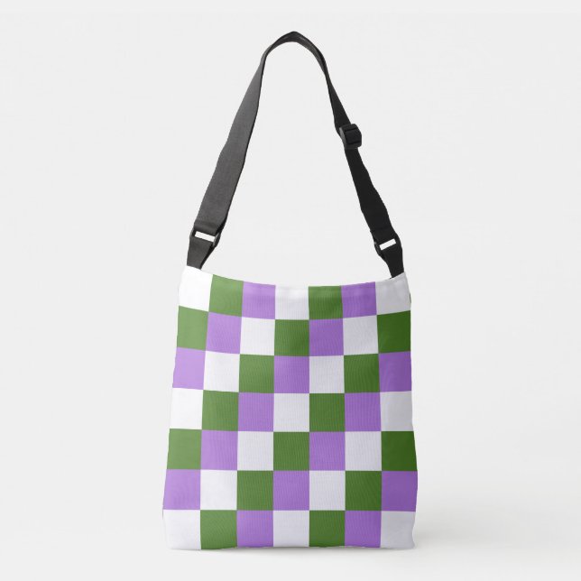 Genderqueer colours chequered pattern crossbody ba bag (Front)