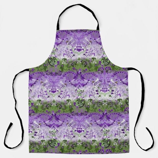 Genderqueer Dragon Damask - Genderqueer Pride Flag Apron (Front)