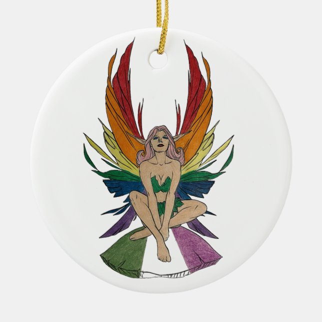 Genderqueer Faerie Ceramic Ornament (Front)