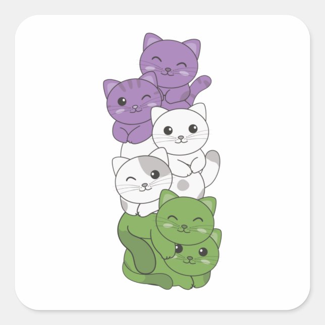 Genderqueer Flag Cat Pride Lgbtq Cute Cat Square S Sticker (Front)