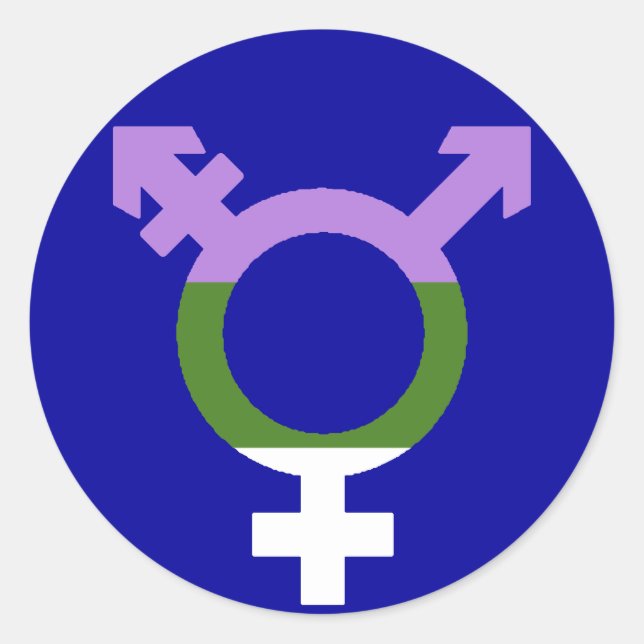 Genderqueer Flag Trans Symbol Classic Round Sticker (Front)