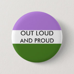 Genderqueer OUT LOUD AND PROUD Button