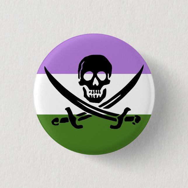 Genderqueer Pirate Pride Flag Button (Front)