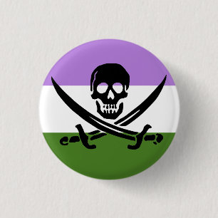Genderqueer Pirate Pride Flag Button