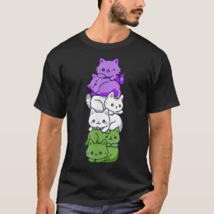 Genderqueer Pride Cat LGBT Gender Queer Flag Cute  T-Shirt