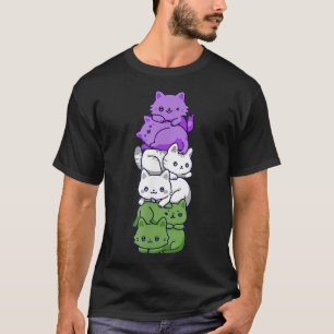 Genderqueer Pride Cat LGBT Gender Queer Flag Cute  T-Shirt