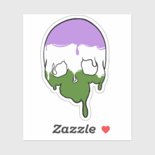Genderqueer Pride Dripping Skull