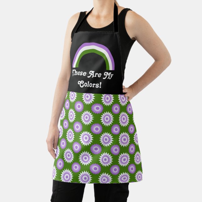 Genderqueer pride flag and rainbow with text apron (Insitu)
