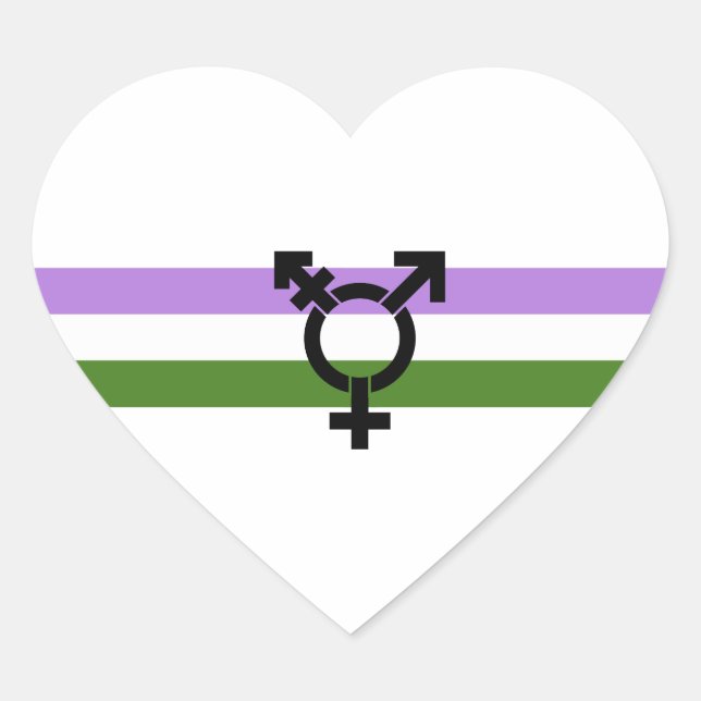 Genderqueer Pride Flag Heart Sticker (Front)