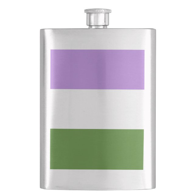 Genderqueer Pride Flag Hip Flask (Front)