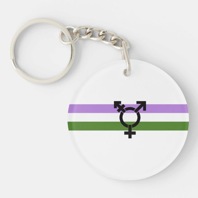 Genderqueer Pride Flag Key Ring (Front)