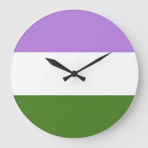 Genderqueer Pride Flag Large Clock