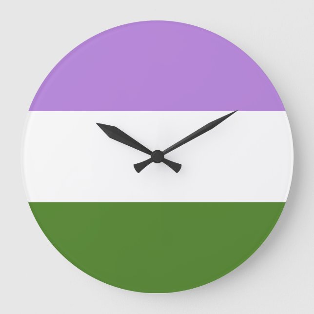 Genderqueer Pride Flag Large Clock (Front)