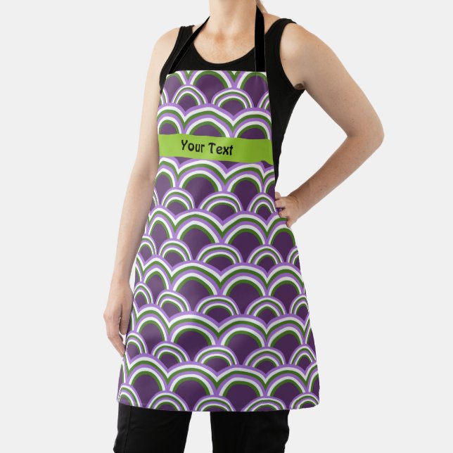 Genderqueer pride flag pattern with a custom text  apron (Insitu)