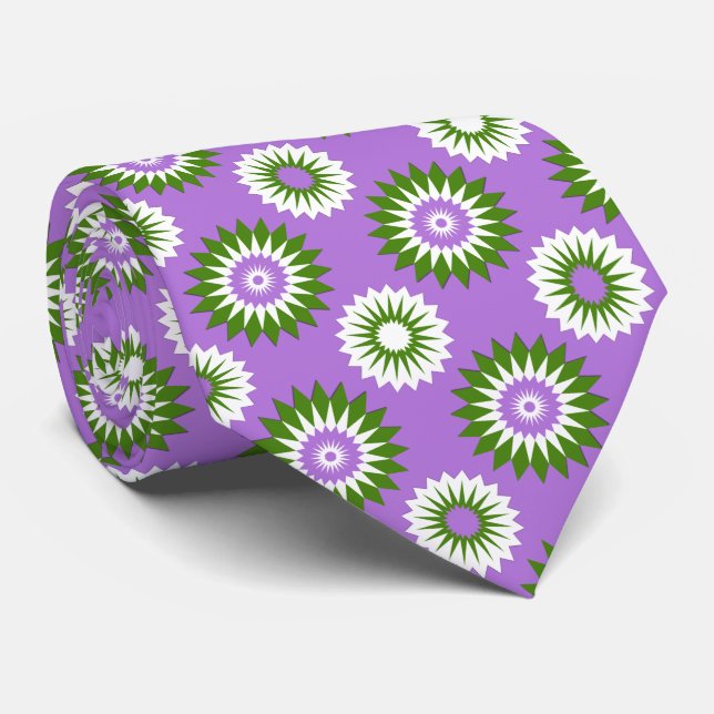 Genderqueer pride flag / purple flower pattern tie (Rolled)