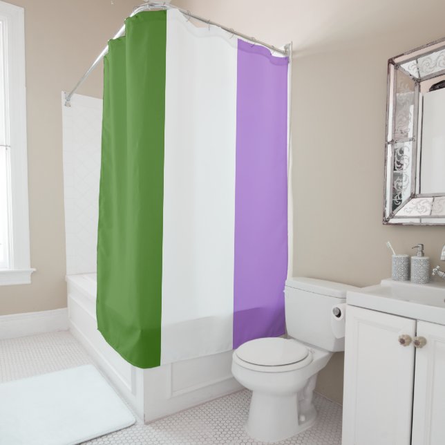 Genderqueer Pride Flag Shower Curtain (In Situ)