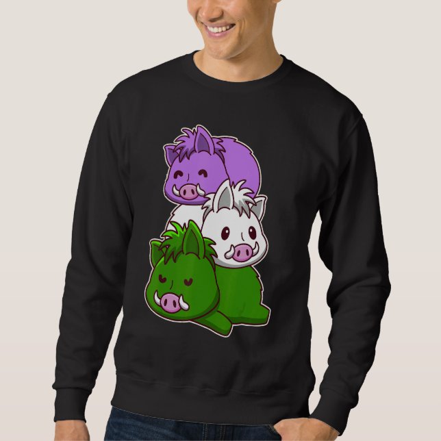 Genderqueer Pride Flag Wild Boars Sweatshirt (Front)