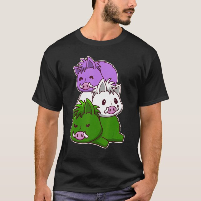 Genderqueer Pride Flag Wild Boars T-Shirt (Front)