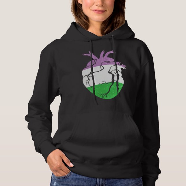 Genderqueer Pride Heart Flag Hoodie (Front)