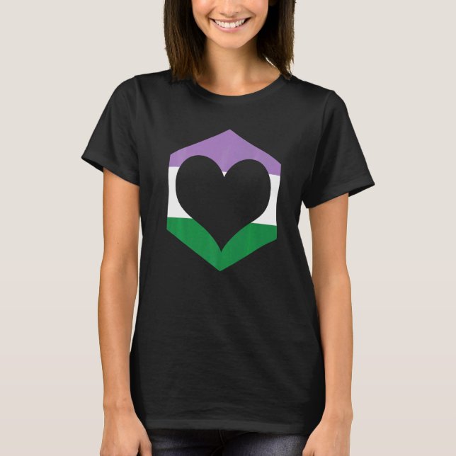 Genderqueer Pride Heart Flag T-Shirt (Front)