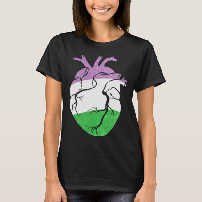 Genderqueer Pride Heart Flag T-Shirt (Front)
