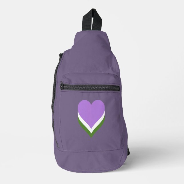 Genderqueer pride hearts sling bag (Front)